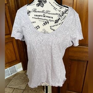 NWT Rag & Bone Lilac Gemma Jacquard Scoop Neck Short Sleeve Top Size XL